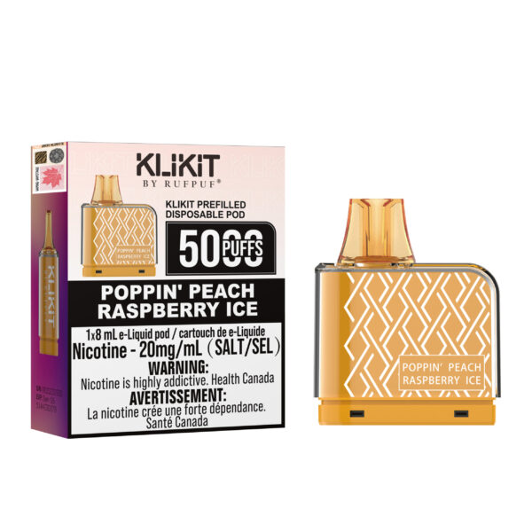 Poppin' Peach Raspberry Ice Rufpuf Klikit Pod 5000 (20mg/ML ) <b style="color:red">(Excise tax)</b>
