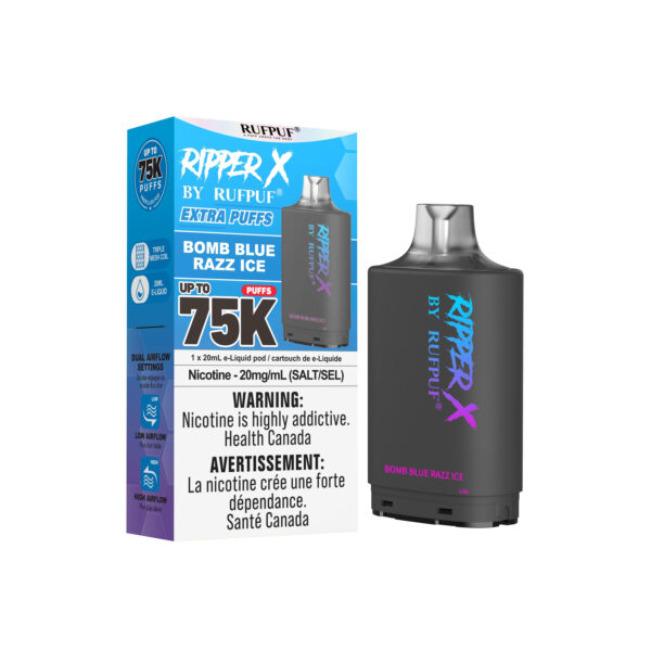 Bomb Blue Razz Ice RIPPER X 75K (Pod Only) <b Style="color:red">(Tax Incl.)</b>