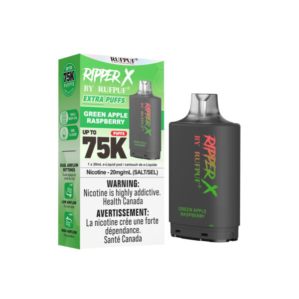 Green Apple Raspberry RIPPER X 75K (Pod Only) <b Style="color:red">(Tax Incl.)</b>