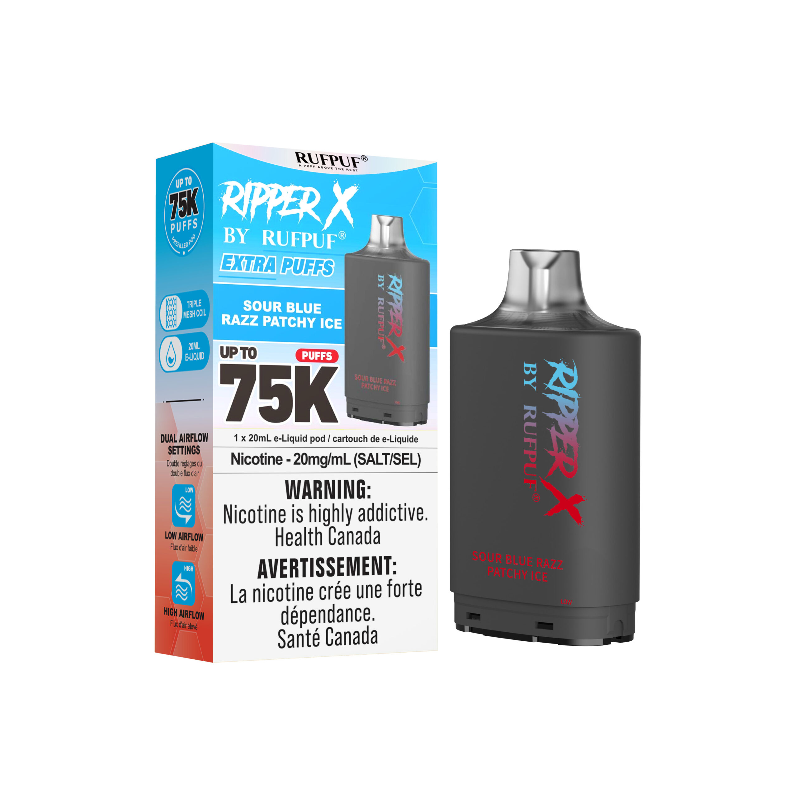 Sour Blue Razz Patchy Ice RIPPER X 75K (Pod Only) <b Style="color:red">(Tax Incl.)</b>