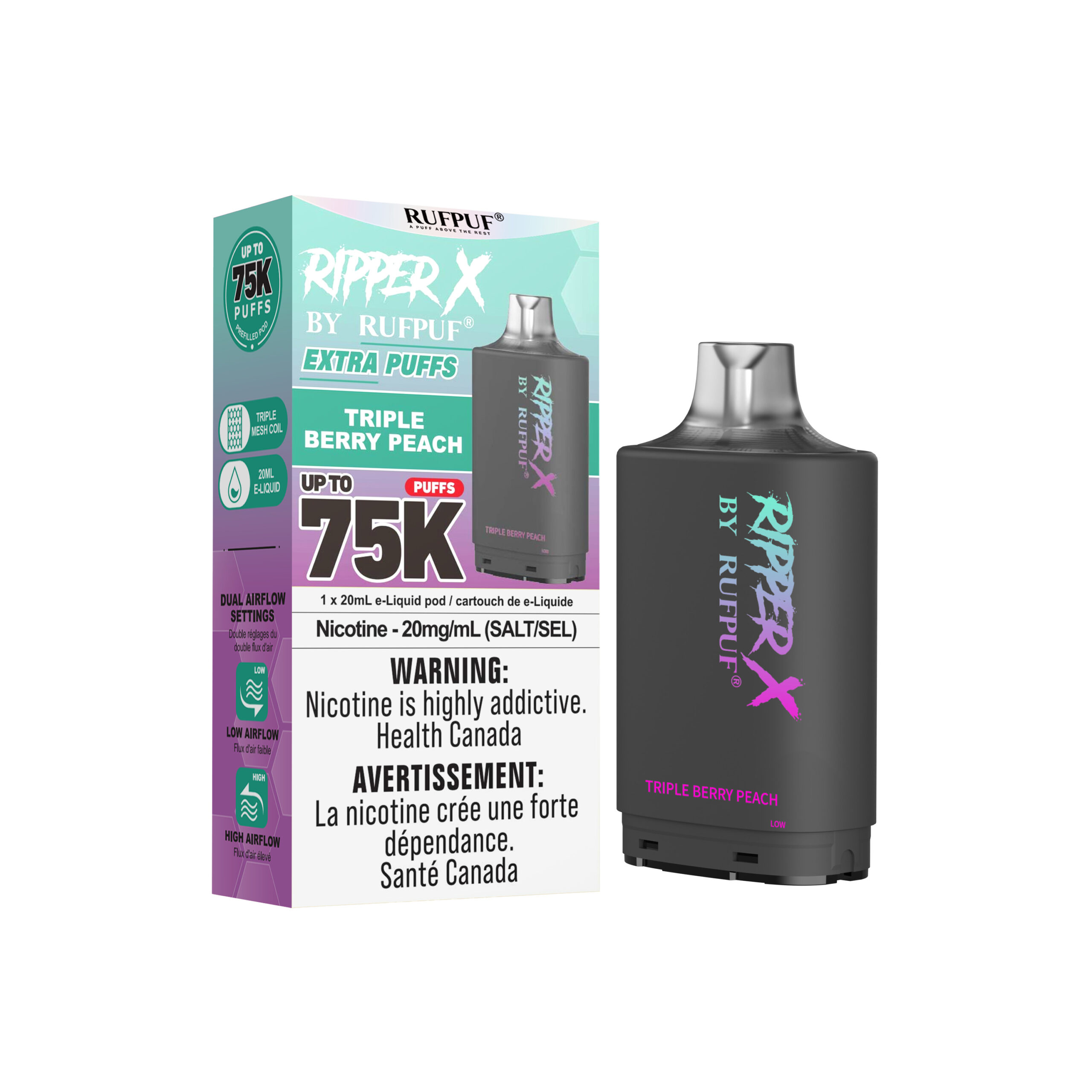 Triple Berry Peach RIPPER X 75K (Pod Only) <b Style="color:red">(Tax Incl.)</b>