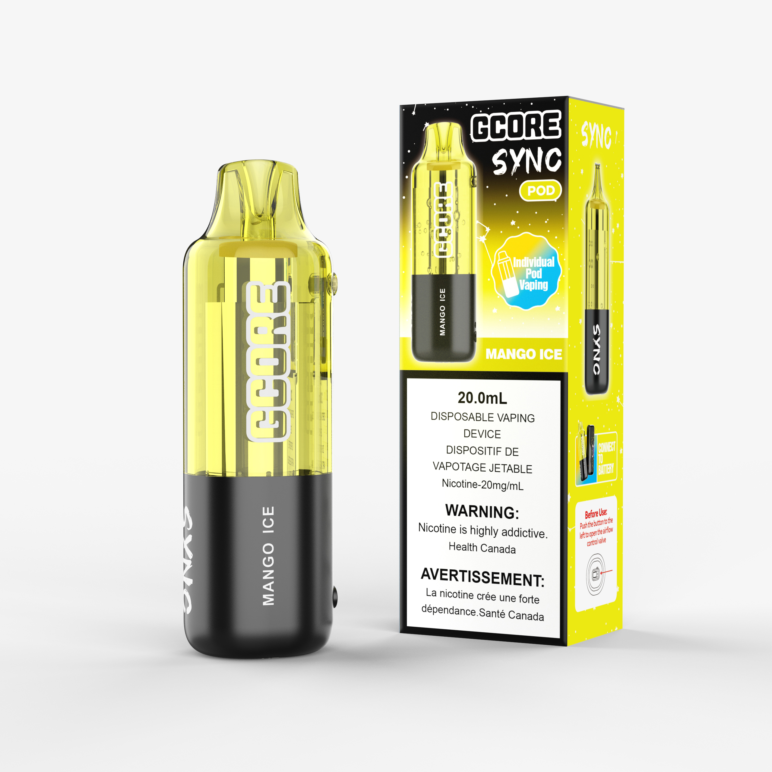 Mango Ice Gcore Sync <b Style="color:red">(Pod Only)</b> (20ML) (20MG/ML) <b Style="color:red">(Tax Incl.)</b>