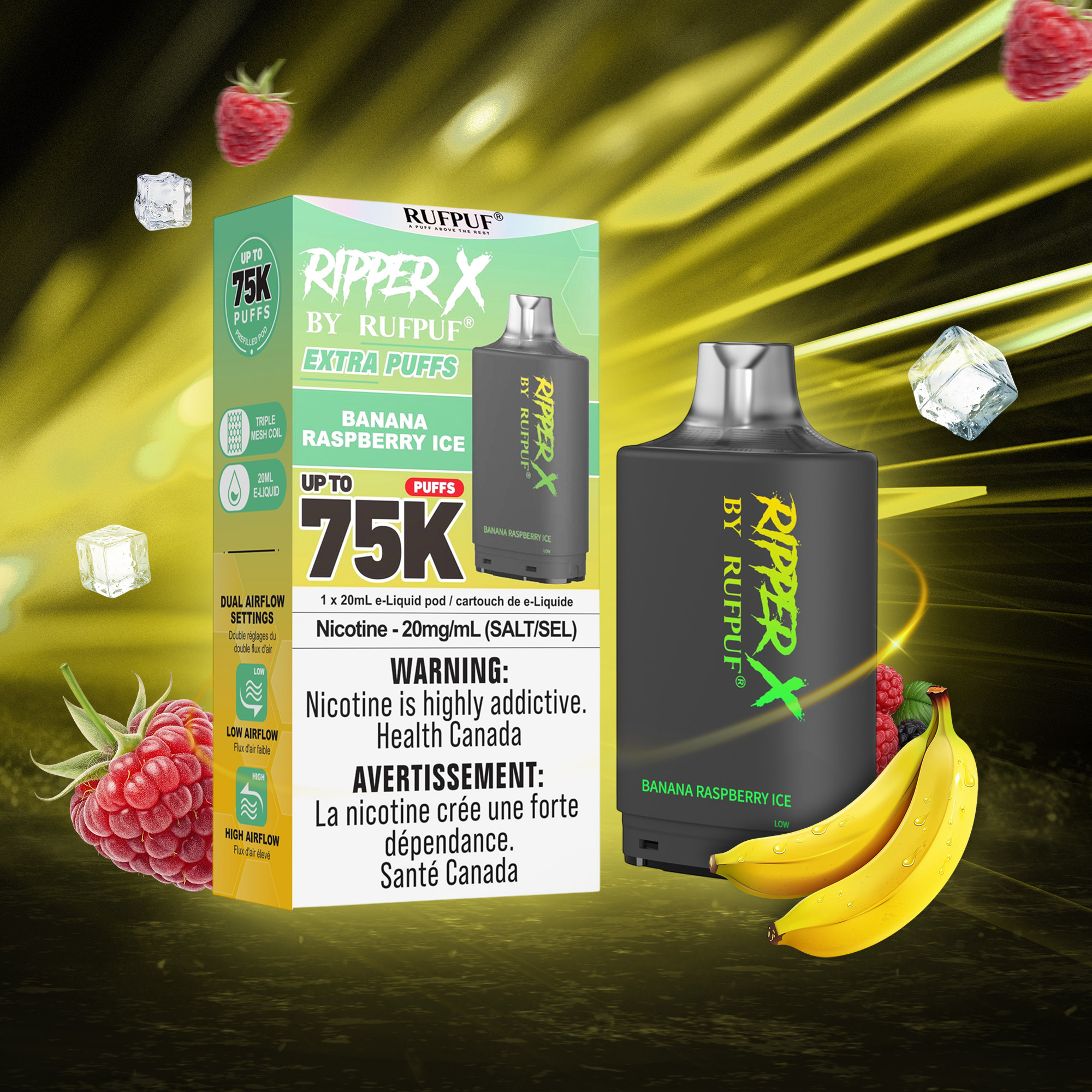 Banana Raspberry Ice RIPPER X 75K (Pod Only) <b Style="color:red">(Tax Incl.)</b>