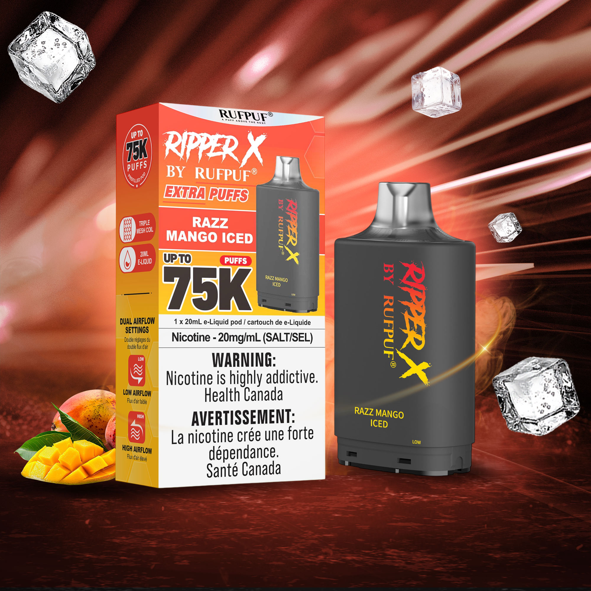 Razz Mango Iced RIPPER X 75K (Pod Only) <b Style="color:red">(Tax Incl.)</b>