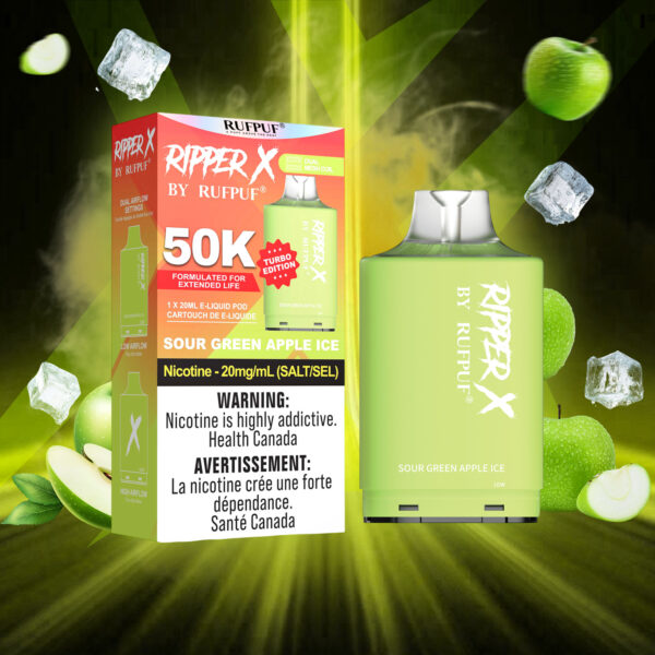 Sour Green Apple Ice RIPPER X 50K (Pod Only) <b Style="color:red">(Tax Incl.)</b>