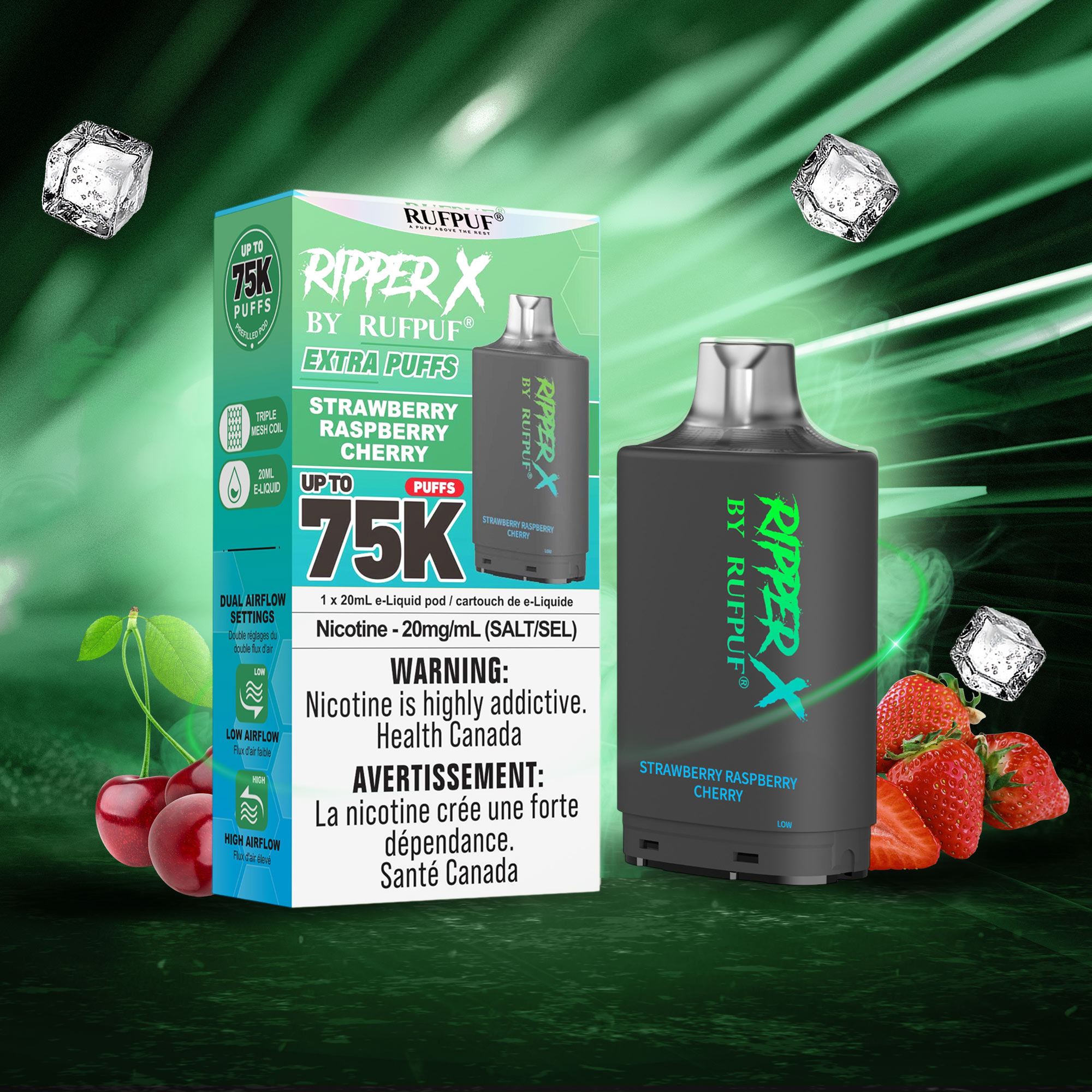 Strawberry Raspberry Cherry RIPPER X 75K (Pod Only) <b Style="color:red">(Tax Incl.)</b>