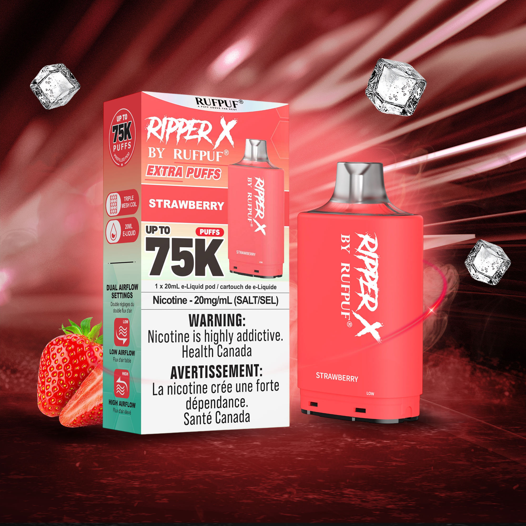 Strawberry RIPPER X 75K (Pod Only) <b Style="color:red">(Tax Incl.)</b>