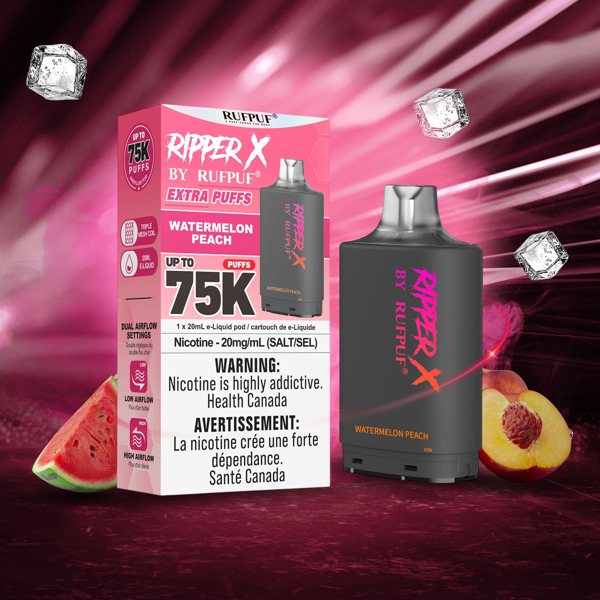 Watermelon Peach RIPPER X 75K (Pod Only) <b Style="color:red">(Tax Incl.)</b>