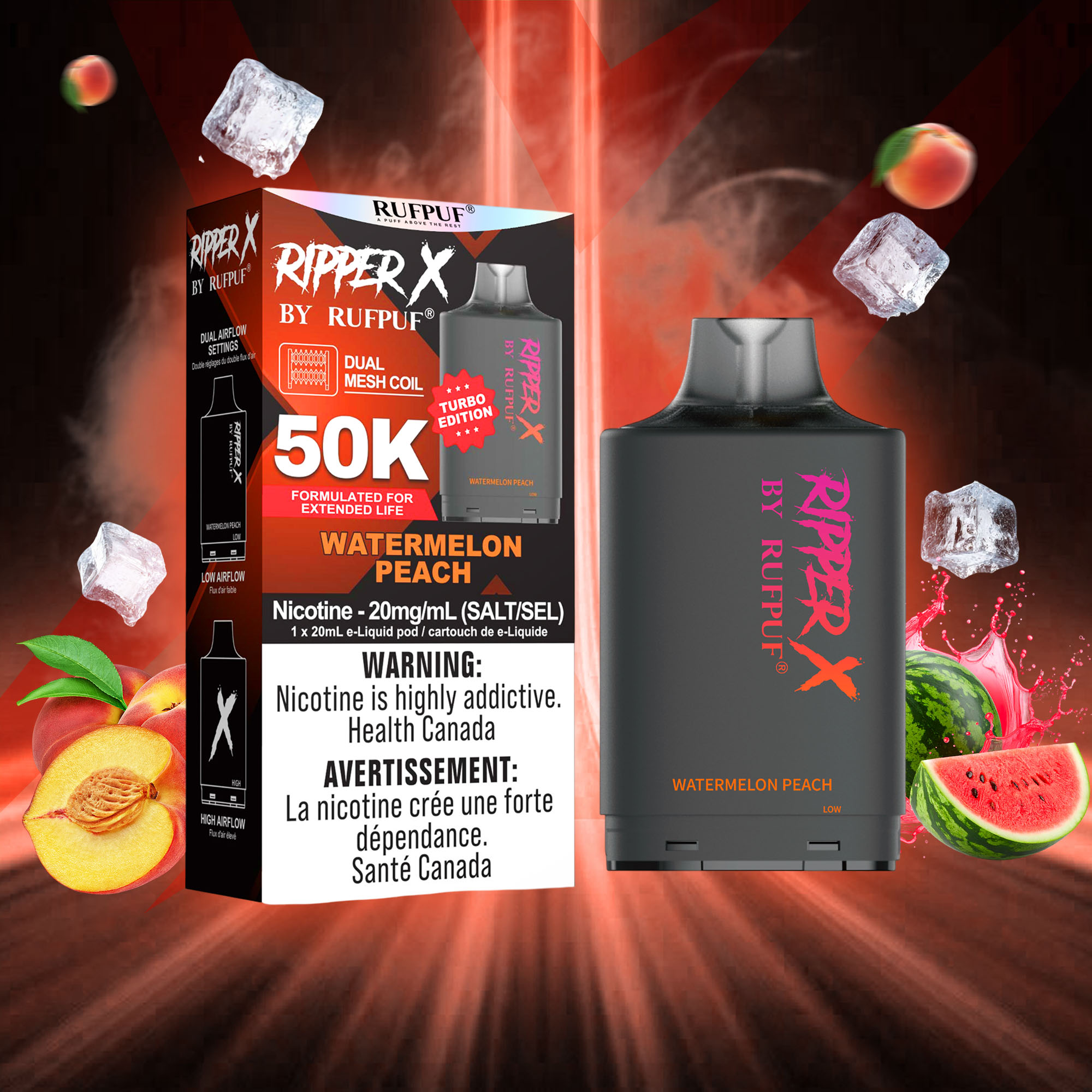 Watermelon Sour Peach RIPPER X 50K (Pod Only) <b Style="color:red">(Tax Incl.)</b>