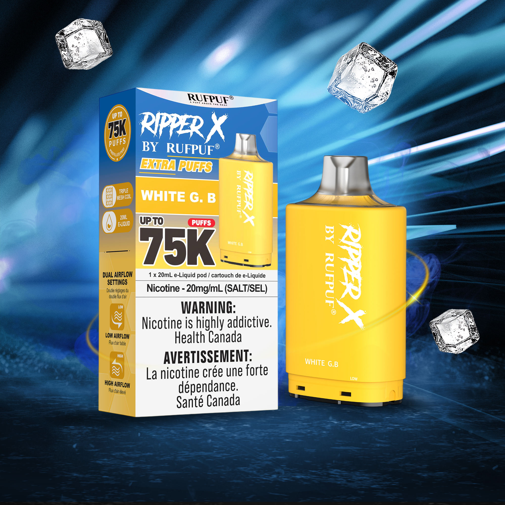 White G.B RIPPER X 75K (Pod Only) <b Style="color:red">(Tax Incl.)</b>