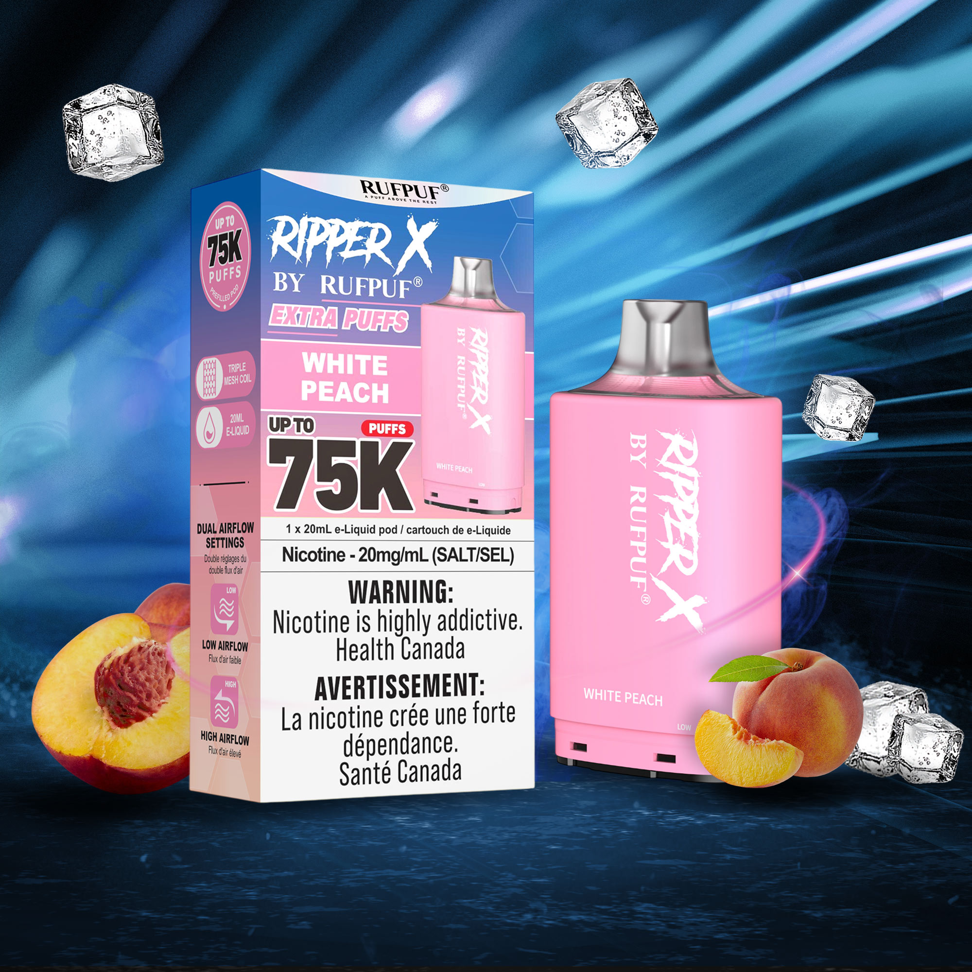 White Peach RIPPER X 75K (Pod Only) <b Style="color:red">(Tax Incl.)</b>