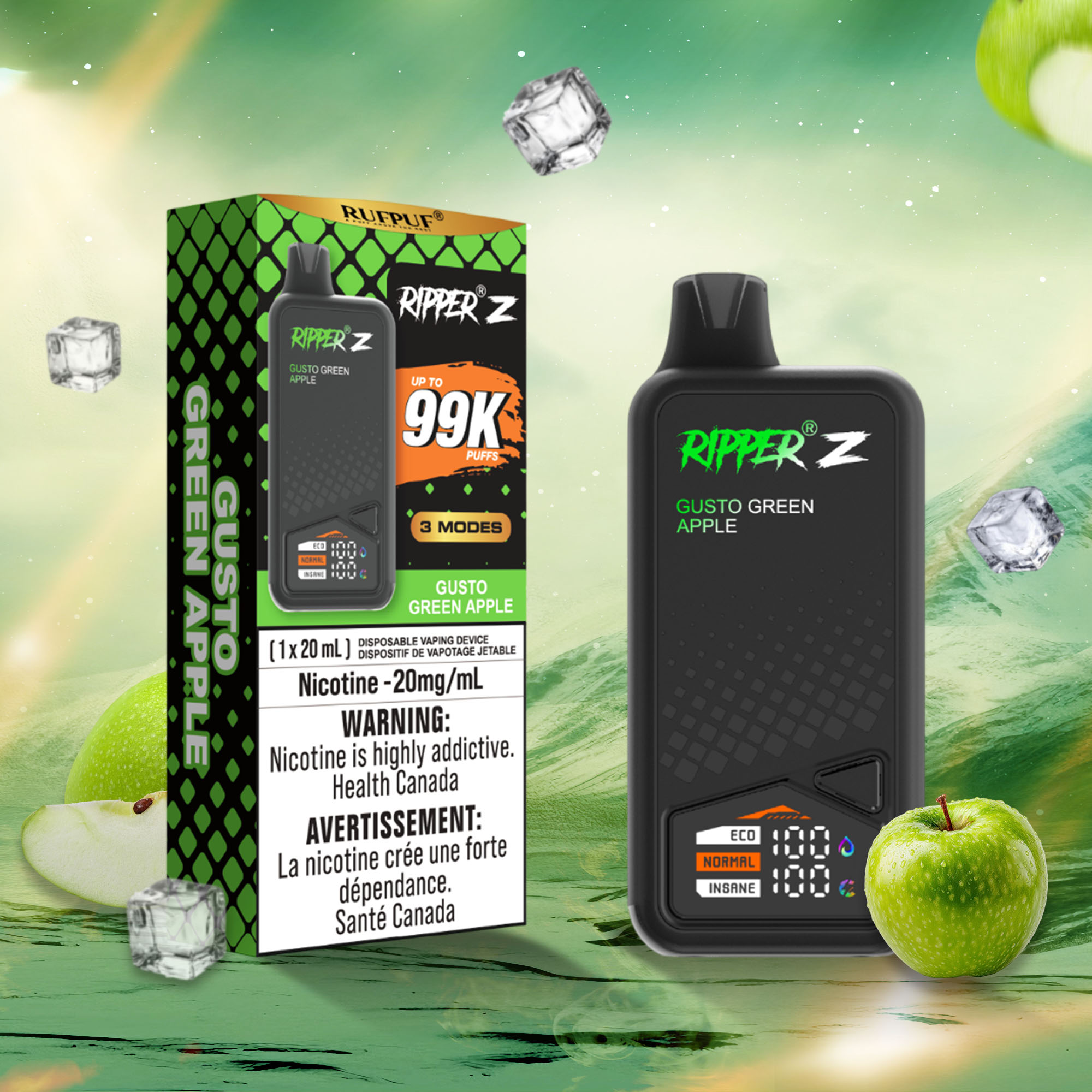 GUSTO GREEN APPLE (20ml) (20mg/ml) Ripper Z 99K <b Style="color:red">(Tax Incl.)</b>